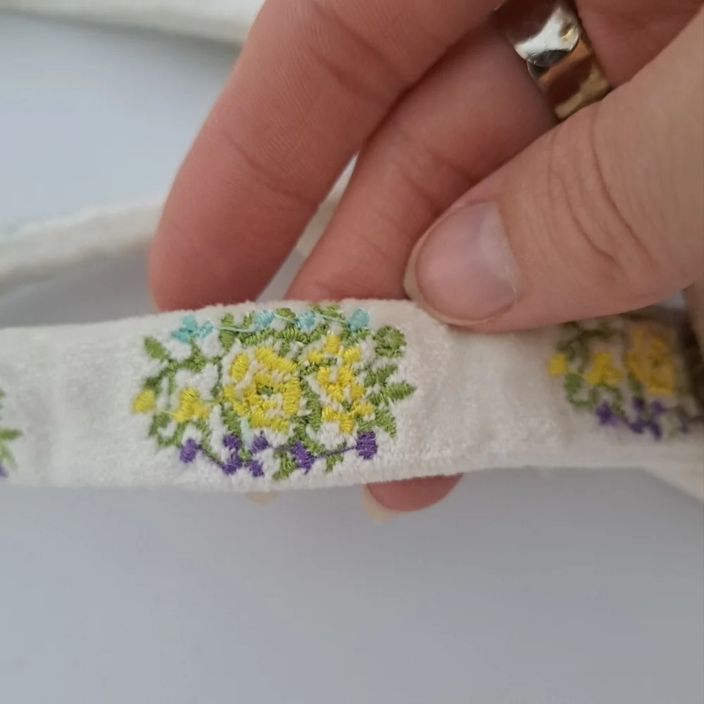 LoveShackFancy floral embroidered velvet belt Medium Large NWOT